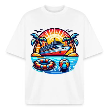 Cruise - Boxy Heavyweight Unisex Organic T-Shirt by Stanley/Stella - white - Front - AI Model Male 185 light (185cm) & AI Model Female 172 dark (172cm)