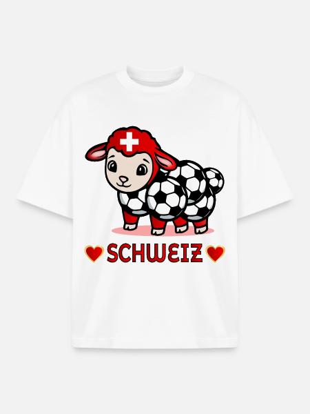 Schweiz Schafe - Kinder Fussball - Boxy Heavyweight Unisex Organic T-Shirt von Stanley/Stella - Weiß