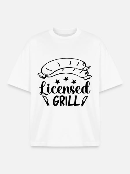 Licensed Grill Calligraphy - Boxy Heavyweight Unisex Organic T-Shirt by Stanley/Stella - white