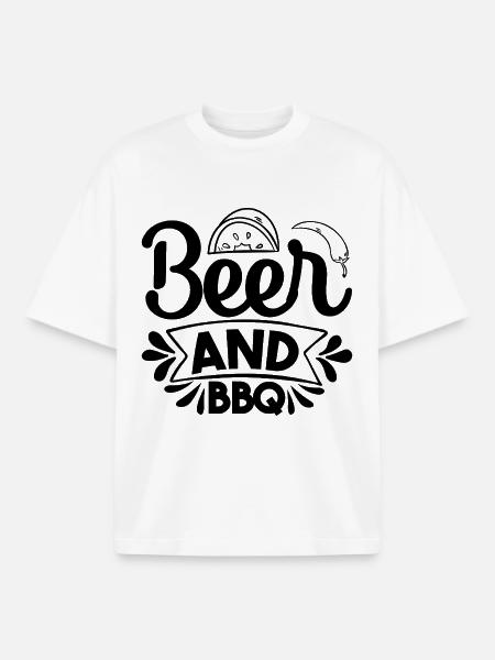 Beer BBQ - Boxy Heavyweight Unisex Organic T-Shirt by Stanley/Stella - white