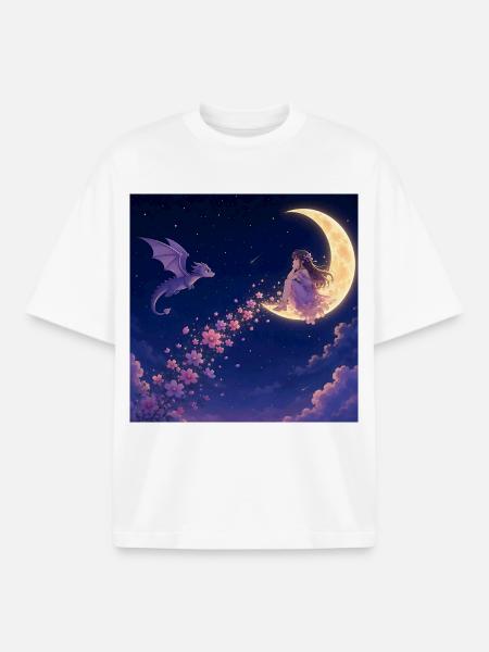 Moonlight Dragon Blossom - Boxy Heavyweight Unisex Organic T-Shirt by Stanley/Stella - white
