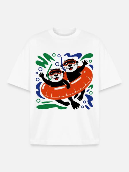 Funny Otter Crew - Boxy Heavyweight Unisex Organic T-Shirt by Stanley/Stella - white