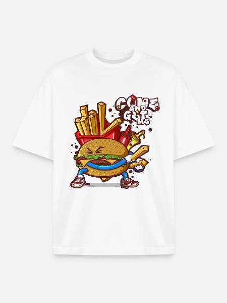 Samurai Burger - Boxy Heavyweight Unisex Organic T-Shirt von Stanley/Stella - Weiß