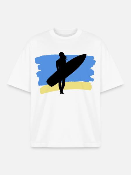 Beach Vibes – Surfer Girl - Boxy Heavyweight Unisex Organic T-Shirt by Stanley/Stella - white