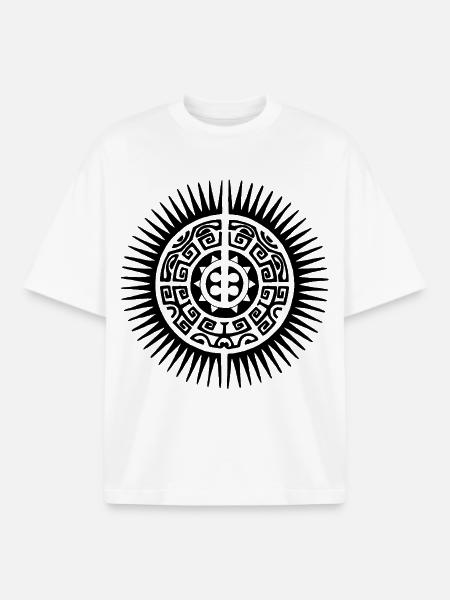 Black Tribal Sun - Boxy Heavyweight Unisex Organic T-Shirt by Stanley/Stella - white