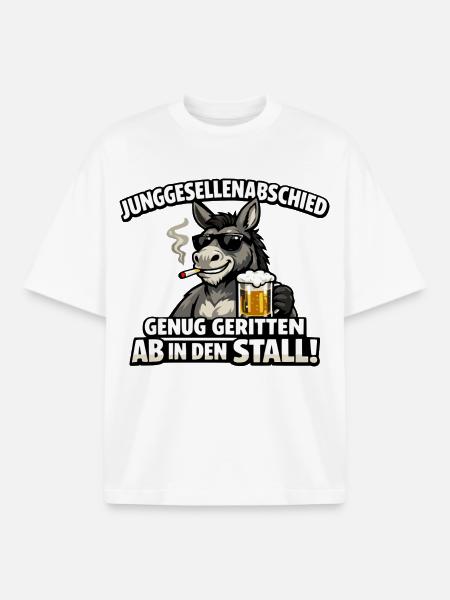 Junggesellenabschied Esel Genug Geritten  - Boxy Heavyweight Unisex Organic T-Shirt von Stanley/Stella - Weiß