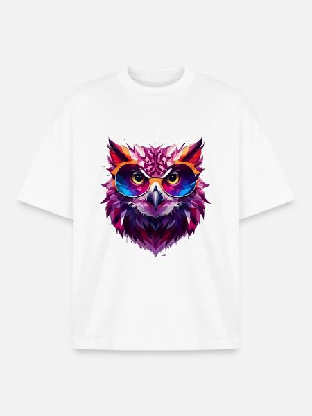 Bunte Eule mit Sonnenbrille - Boxy Heavyweight Unisex Organic T-Shirt von Stanley/Stella - Weiß