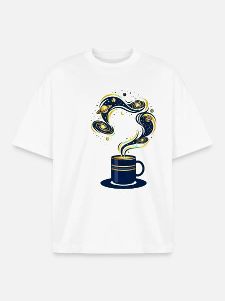 Galactic Coffee Space Space - Boxy Heavyweight Unisex Organic T-Shirt by Stanley/Stella - white