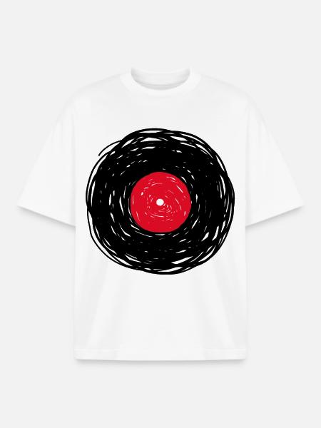 Vinyl Album Sketch - Boxy Heavyweight Unisex Organic T-Shirt by Stanley/Stella - white