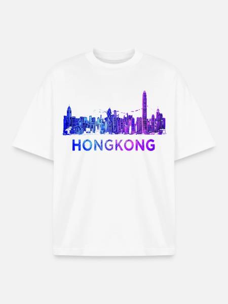 Hongkong Skyline - Boxy Heavyweight Unisex Organic T-Shirt von Stanley/Stella - Weiß