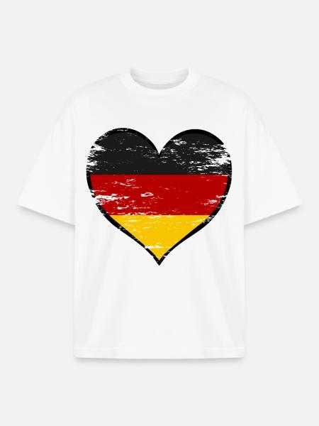Heart with German flag - Boxy Heavyweight Unisex Organic T-Shirt by Stanley/Stella - white