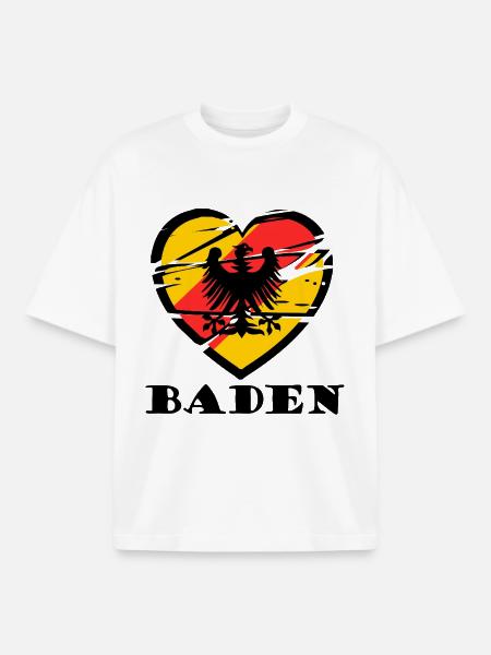Herzmotiv Badnerland - Boxy Heavyweight Unisex Organic T-Shirt von Stanley/Stella - Weiß