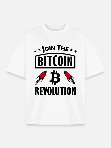 Bitcoin Rocket Launch - Boxy Heavyweight Unisex Organic T-Shirt by Stanley/Stella - white