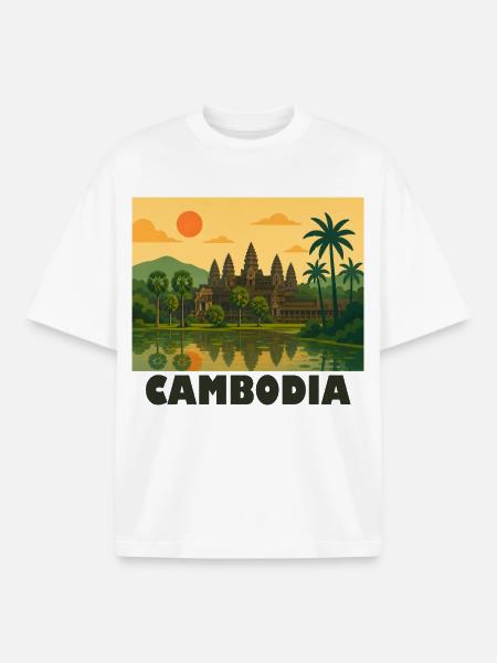 Cambodia Angkor Wat - Boxy Heavyweight Unisex Organic T-Shirt von Stanley/Stella - Weiß