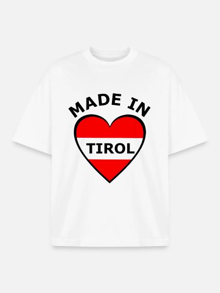 Tirol Herzflagge Rot Weiß - Boxy Heavyweight Unisex Organic T-Shirt von Stanley/Stella - Weiß