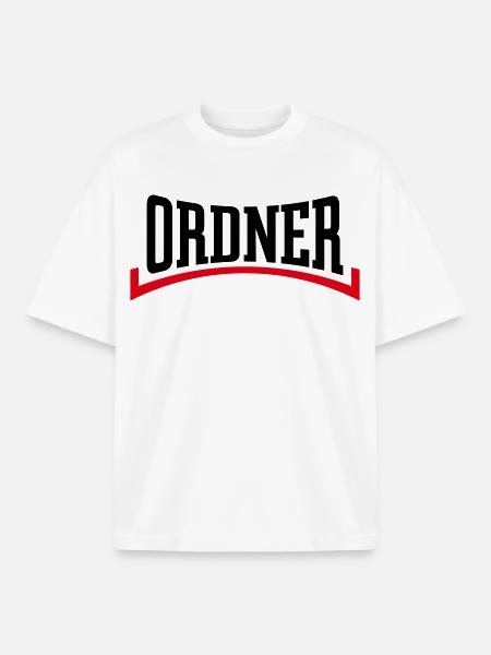 Folders (Order/Security/Concave/Black Red) - Boxy Heavyweight Unisex Organic T-Shirt by Stanley/Stella - white