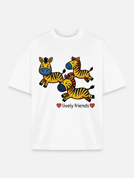 Temperamentvolle Zebra-Freunde in Bewegung - Boxy Heavyweight Unisex Organic T-Shirt von Stanley/Stella - Weiß