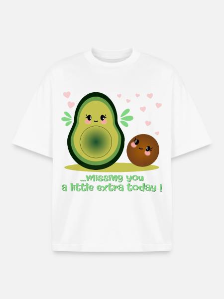 Missing You - Avocado Relationship - Boxy Heavyweight Unisex Organic T-Shirt by Stanley/Stella - white