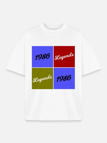 Quadrants rétro Legends 1986 - T-shirt unisexe boxy épais biologique Stanley/Stella - blanc
