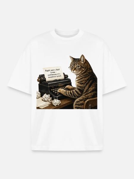 Romancier Cat - T-shirt unisexe boxy épais biologique Stanley/Stella - blanc