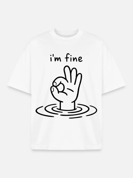 I'm fine - Hand Ok Zeichen - Boxy Heavyweight Unisex Organic T-Shirt von Stanley/Stella - Weiß