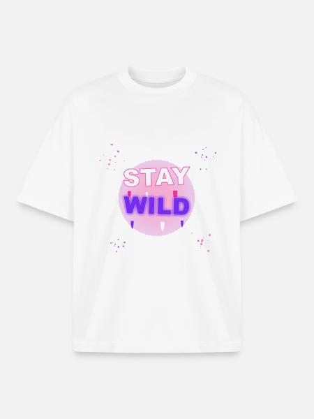 Stay Wild – Neon-Graffiti-Typografie - Boxy Heavyweight Unisex Organic T-Shirt von Stanley/Stella - Weiß