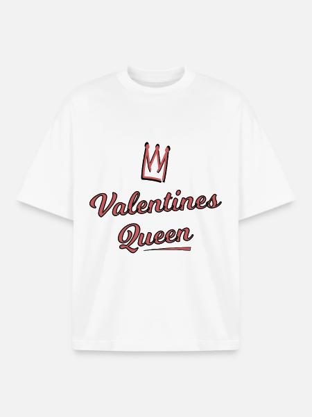 Valentines Queen Script Crown - Boxy Heavyweight Unisex Organic T-Shirt von Stanley/Stella - Weiß