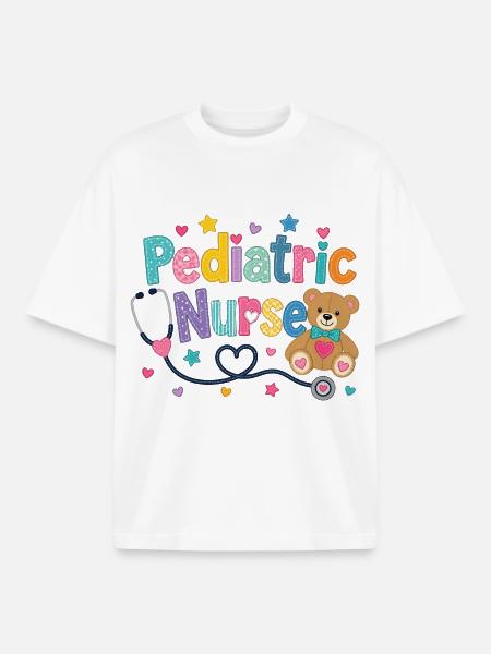 Bunte Kinderkrankenschwester Teddybär - Boxy Heavyweight Unisex Organic T-Shirt von Stanley/Stella - Weiß