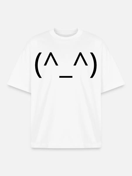 Happy Emoticon (^_^) Smile Classic - Boxy Heavyweight Unisex Organic T-Shirt by Stanley/Stella - white