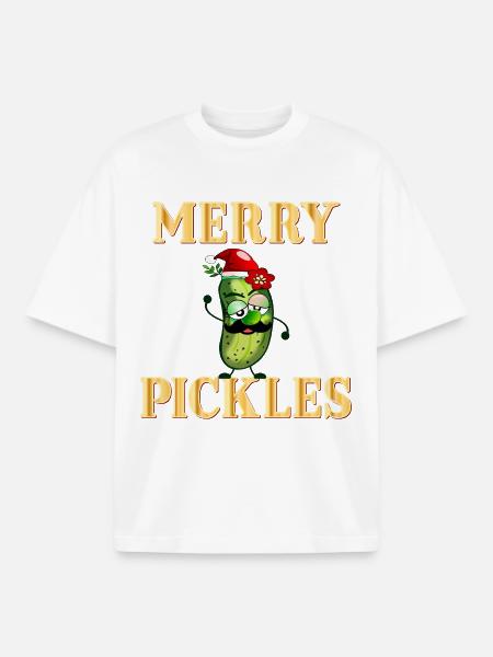 Cornichons Joyeux Noël - T-shirt unisexe boxy épais biologique Stanley/Stella - blanc