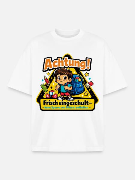 Achtung frisch eingeschult - Boxy Heavyweight Unisex Organic T-Shirt von Stanley/Stella - Weiß