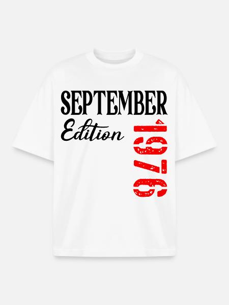 50th birthday September 1976 - Boxy Heavyweight Unisex Organic T-Shirt by Stanley/Stella - white