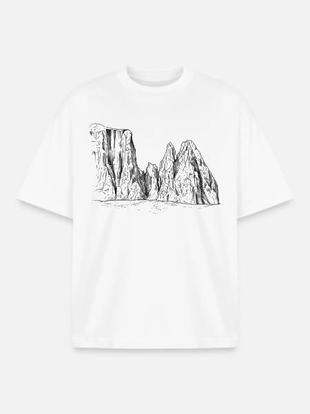 Sciliar Massif Silhouette | Dolomites Landmarks - Boxy Heavyweight Unisex Organic T-Shirt by Stanley/Stella - white