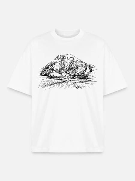 High Mouth Silhouette | Mieminger Chain Summit - Boxy Heavyweight Unisex Organic T-Shirt by Stanley/Stella - white