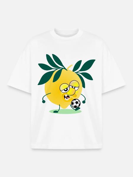 Children's Football Lemon - Boxy Heavyweight Unisex Organic T-Shirt by Stanley/Stella - white