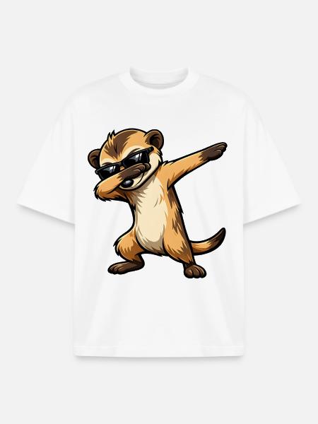 Dabbing Meerkat - Boxy Heavyweight Unisex Organic T-Shirt by Stanley/Stella - white