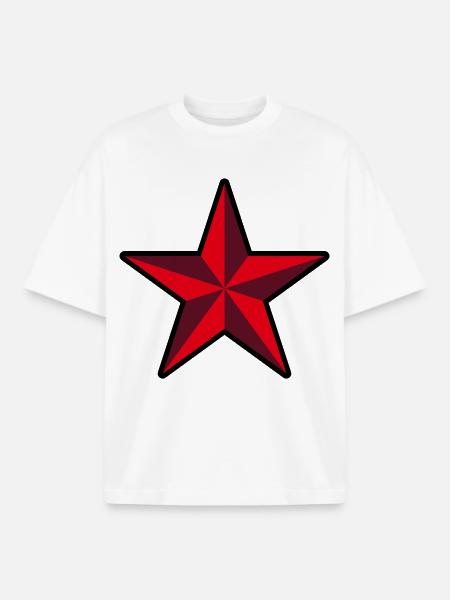 Red Star (Revolution / Outline / 3C) - Boxy Heavyweight Unisex Organic T-Shirt by Stanley/Stella - white