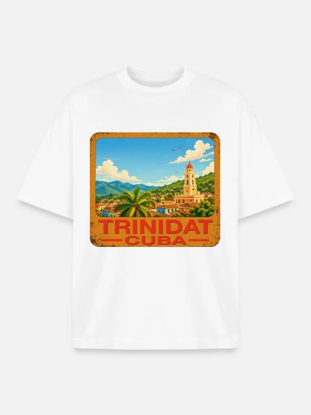 Trinité, Cuba - T-shirt unisexe boxy épais biologique Stanley/Stella - blanc