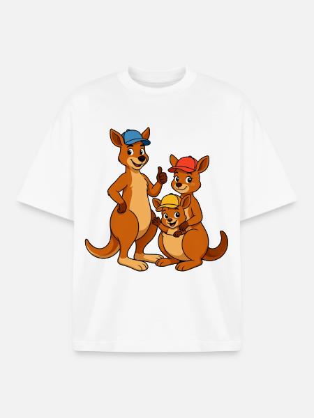 Kangaroo Family - Boxy Heavyweight Unisex Organic T-Shirt by Stanley/Stella - white