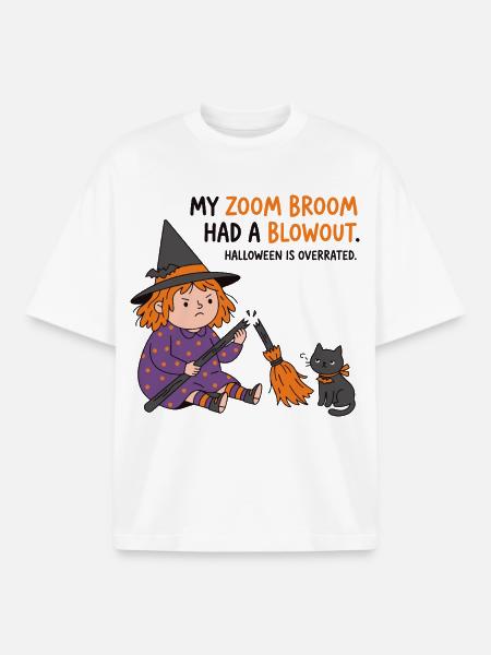 Broom Blowout Witch Tee - Boxy Heavyweight Unisex Organic T-Shirt by Stanley/Stella - white