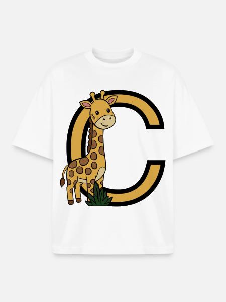 Giraffes with letter C - Boxy Heavyweight Unisex Organic T-Shirt by Stanley/Stella - white