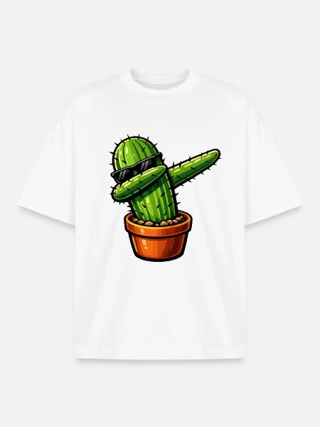 Dabbing Cactus - Boxy Heavyweight Unisex Organic T-Shirt by Stanley/Stella - white