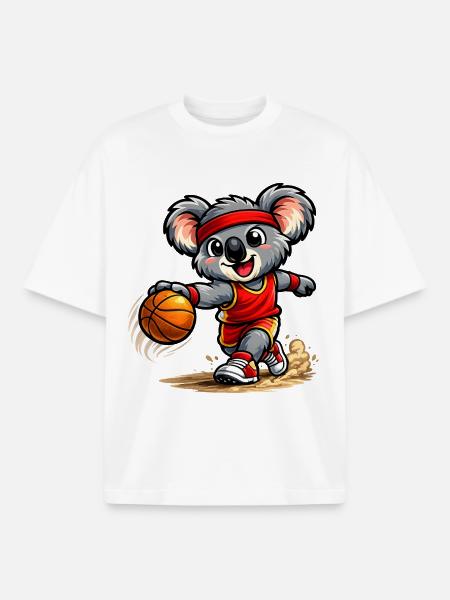 Süßer Koala spielt Basketball - Boxy Heavyweight Unisex Organic T-Shirt von Stanley/Stella - Weiß