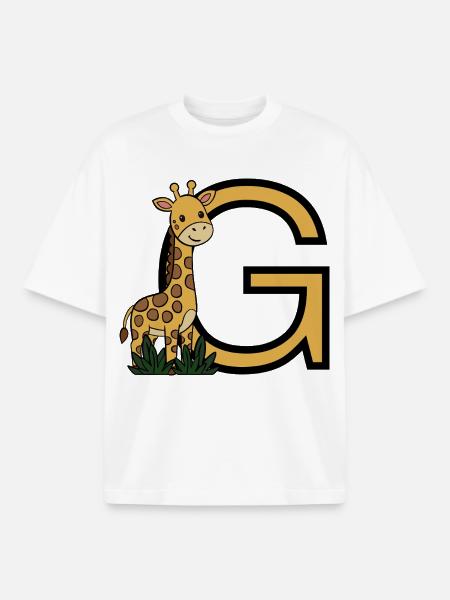 Giraffe mit Buchstabe G - Boxy Heavyweight Unisex Organic T-Shirt von Stanley/Stella - Weiß