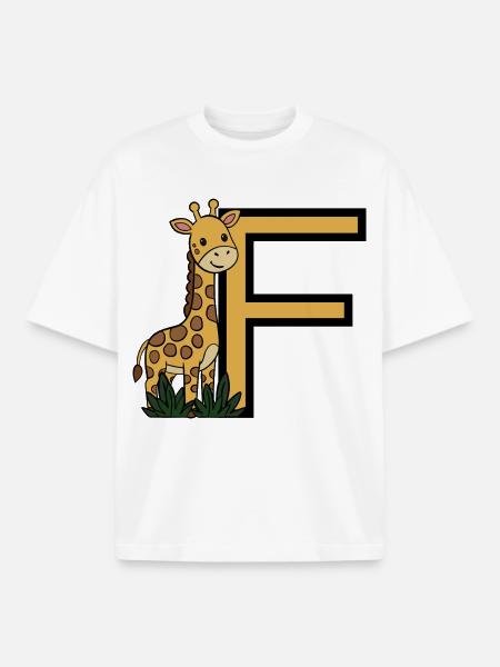 Giraffe Buchstabe F - Boxy Heavyweight Unisex Organic T-Shirt von Stanley/Stella - Weiß