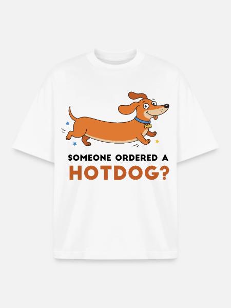 Hotdog? Verspielte Dackler-Illustration - Boxy Heavyweight Unisex Organic T-Shirt von Stanley/Stella - Weiß