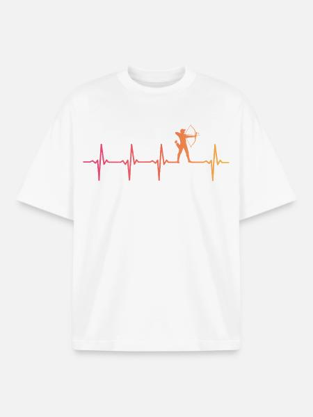 Archery sunset Heartbeat of Archery - Boxy Heavyweight Unisex Organic T-Shirt by Stanley/Stella - white