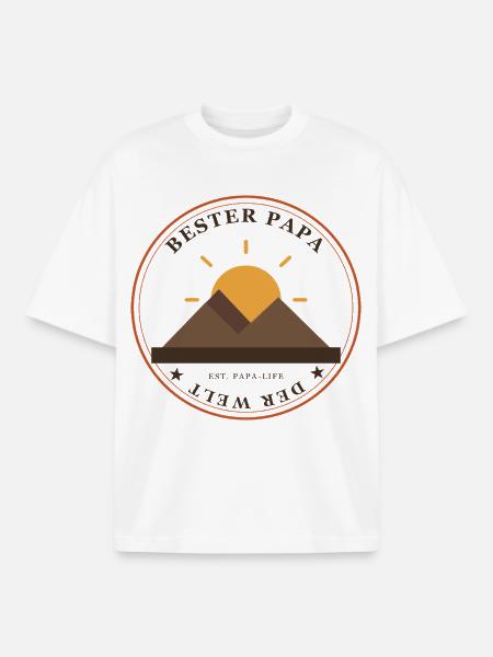 Papas Bergsonne Emblem - Boxy Heavyweight Unisex Organic T-Shirt von Stanley/Stella - Weiß