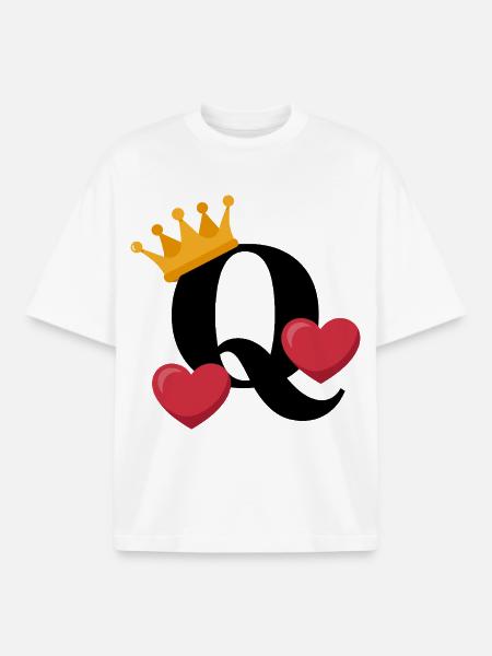 Queen of Hearts - Boxy Heavyweight Unisex Organic T-Shirt by Stanley/Stella - white