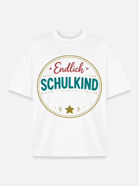 Endlich Schulkind Badge - Boxy Heavyweight Unisex Organic T-Shirt von Stanley/Stella - Weiß